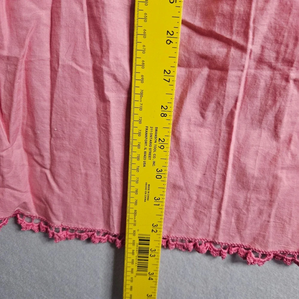 Vintage Pink Handmade Crochet Lace Half Apron with Pocket Scalloped Trim